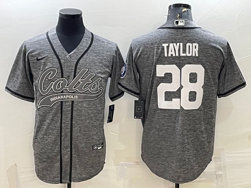 Men Indianapolis Colts #28 Taylor Grey hemp ash 2022 Nike Co branded NFL Jerseys
